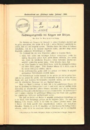 Züchtungsergebnisse bei Roggen und Weizen