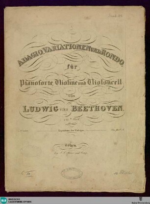 Adagio, Variationen und Rondo für Pianoforte, Violine und Violoncell : 121tes Werk