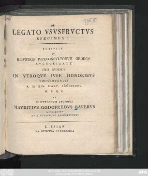 De Legato Vsvsfrvctvs : Specimen 1.