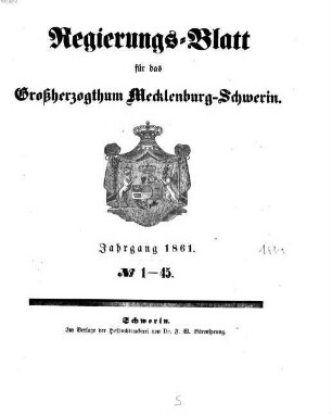 Regierungsblatt für Mecklenburg-Schwerin. 1861