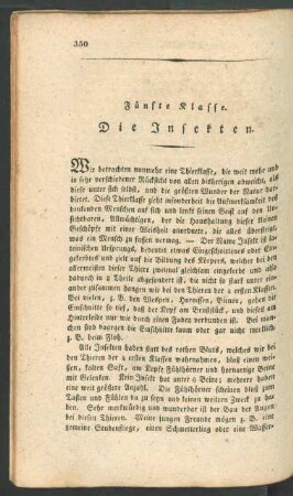 Fuenfte Klasse. Die Insekten.