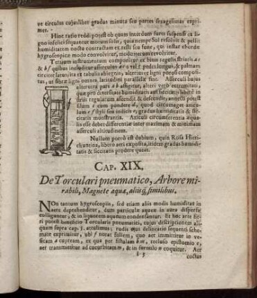 Cap. XIX. De Torculari pneumatico, Arbore mirabili, Magnete aquae, aliisq similibus.