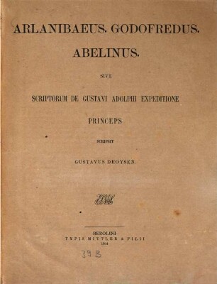 Arlanibaeus, Godofredus, Abelinus sive scriptorum de Gustavi Adolphi expeditione princeps