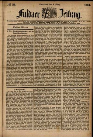 Ausgabe vom Samstag, den 08. März 1884.