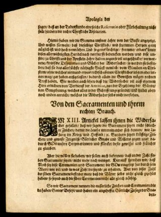 Von den Sacramenten und ihrem rechten Brauch