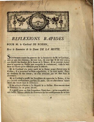 Réflexions rapides pour M. le Cardinal de Rohan sur le Sommaire de la Dame de la Motte