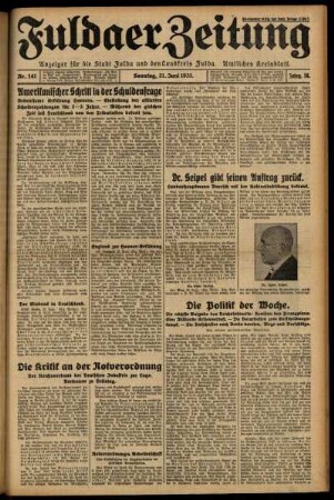 Erste Ausgabe vom Sonntag, den 21. Juni 1931.