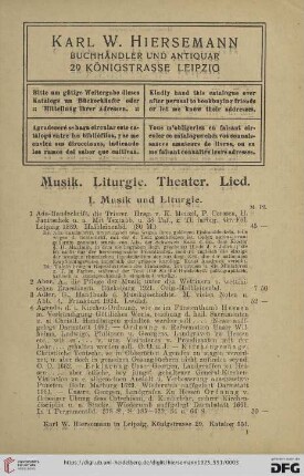 1. Musik und Liturgie (Nr. 1 - 416)