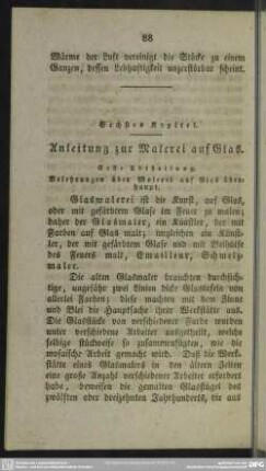 Sechstes Kapitel. Anleitung zur Malerei auf Glas