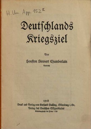Deutschlands Kriegsziel