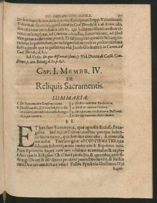 Cap. I. Membr. IV. De Reliquis Sacramentis.