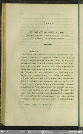 August Wilhelm von Schlegel an Horace H. Wilson, Bonn, Mai 1832