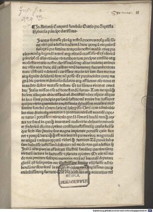 Oratio funebris pro Baptista Sfortia principe : 1475. 08.17