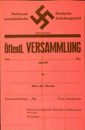 Versammlung der NSDAP-Ortsgruppe Löffingen: Nationalsozialismus und Landwirtschaft