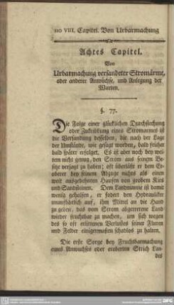 Achtes Capitel. Von Urbarmachung versandeter Stromärme oder anderer Anwüchse, und Anlegung der Warten