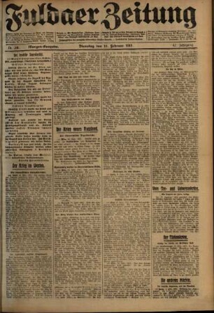 Erste Ausgabe vom Dienstag, den 16. Februar 1915.