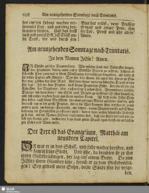 Am neunzehenden Sonntage nach Trinitatis