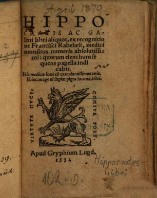 Aphorismi : praesagiorum libri III