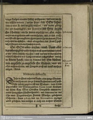 Lebenslauf : Memoria defuncti