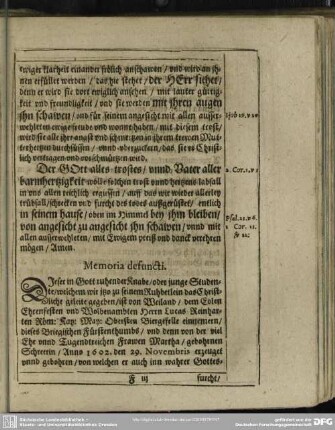 Lebenslauf : Memoria defuncti