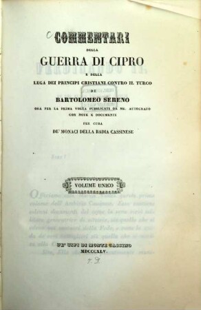 Archivio Cassinese. 1. 1845