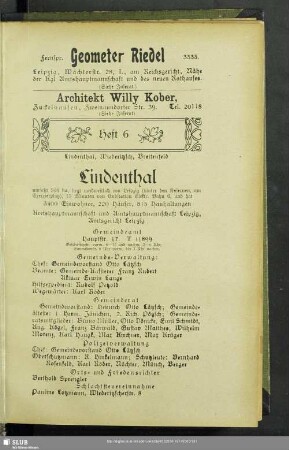 Heft 6. Lindenthal, Wiederitzsch, Breitenfeld