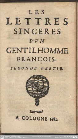 2: Les Lettres Sinceres D'Vn Gentilhomme François