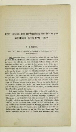 Erster Zeitraum: Von der Entdeckung Amerika's bis zum westfälischen Frieden, 1492-1648