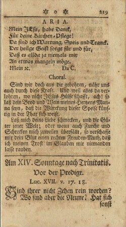 Am XIV. Sonntage nach Trinitatis