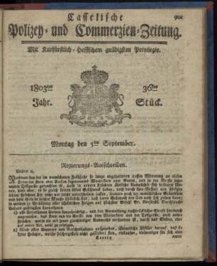 36tes Stueck, Montag den 5ten September 1803