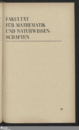 Fakultät Für Mathematik Und Naturwissenschaften