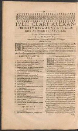 Iulii Clari Alexandrini Iurisconsulti ... Ex Libro IIII. Sententiarum Receptarum. § Donatio.