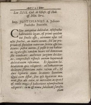 Imp. Justinianus A. Juliano Præfecto Prætorio.