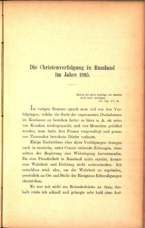 Die Christenverfolgung in Russland im Jahre 1895.