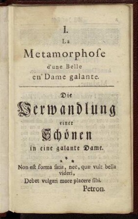 La Metamorphole d'une Belle en Dame galante