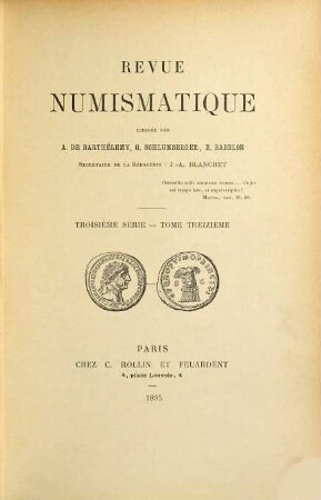 Revue numismatique : RN. 13. 1895