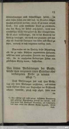 Von solchen Verhärtungen der Brüste, welche man insgemein einen Scirrhus oder verborgenen Krebs zu nennen pflegt