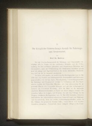X. Die Königliche Untersuchungs-Anstalt für Nahrungs- und Genussmittel