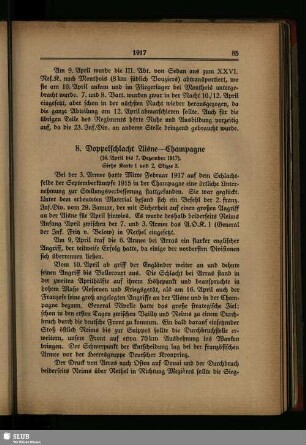 8. Doppelschlacht Aisne-Champagne : (16. April bis 7. Dezember 1917)