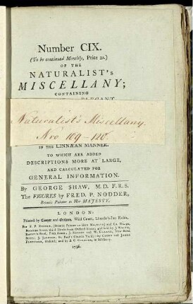 Number CIX. of the Naturalist's Miscellany.