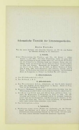 Schematische Übersicht der Litteraturgeschichte