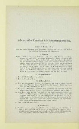 Schematische Übersicht der Litteraturgeschichte