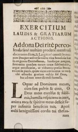 120-172, Exercitium Laudis & Gratiarum Actionis.