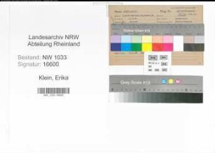 Entnazifizierung Erika Klein , geb. 14.08.1888 (Dolmetscherin)