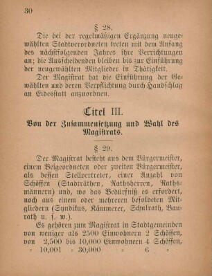 Titel III. Von der Zusammensetzung und Wahl des Magistrats