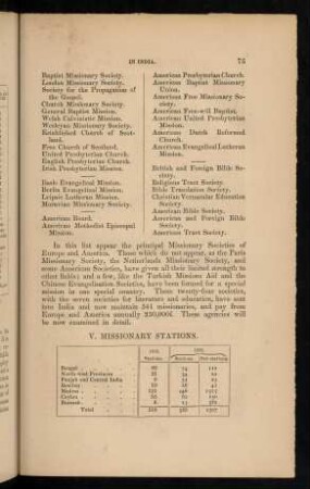 V. Missionary stations