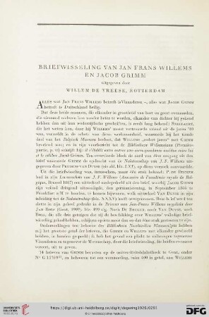 Willem de Vreese: Briefwisseling van Jan Frans Willems en Jacob Grimm