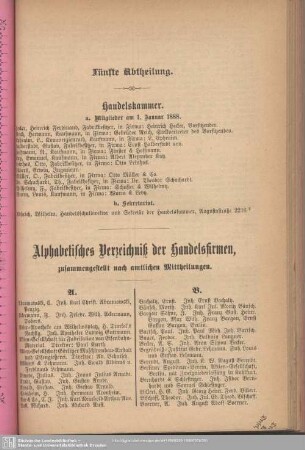 Handelsregister : Alphabetisches Verzeichniß der Handelsfirmen, zusammengestellt nach amtlichen Mittheilungen