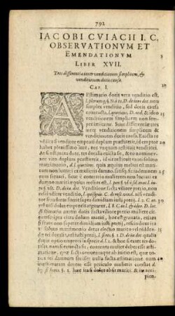 Liber XVII. Tres differentiae inter venditionem simplicem, & venditionem dotis causa
