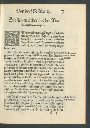 Wie sich ein jeder von der Pestilentz bewaren soll.